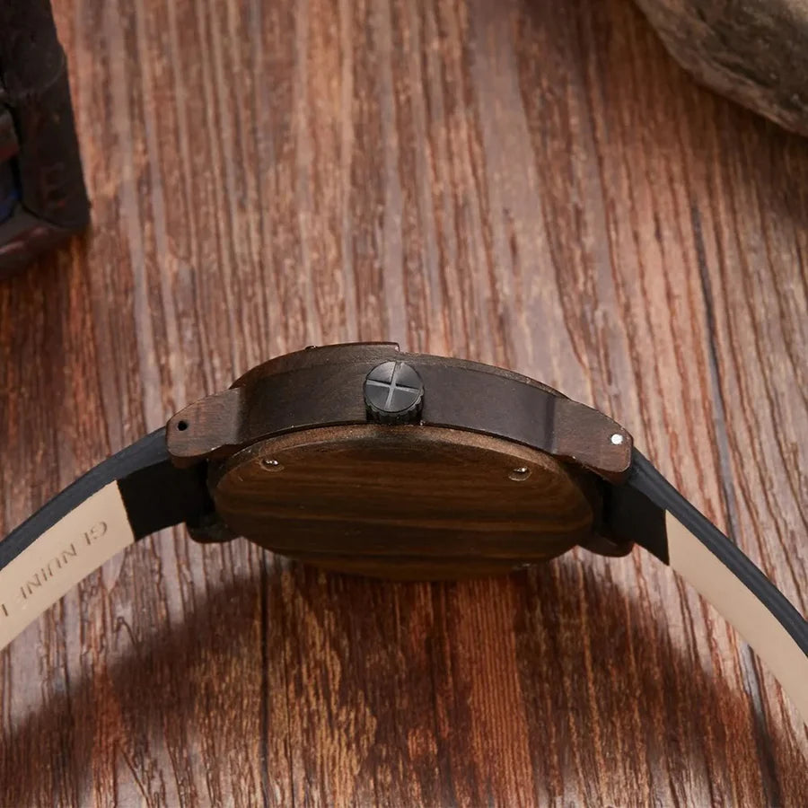 Wooden Watch with Leather Strap