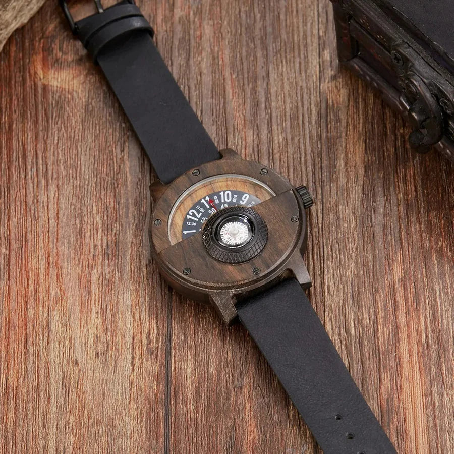 Wooden Watch with Leather Strap