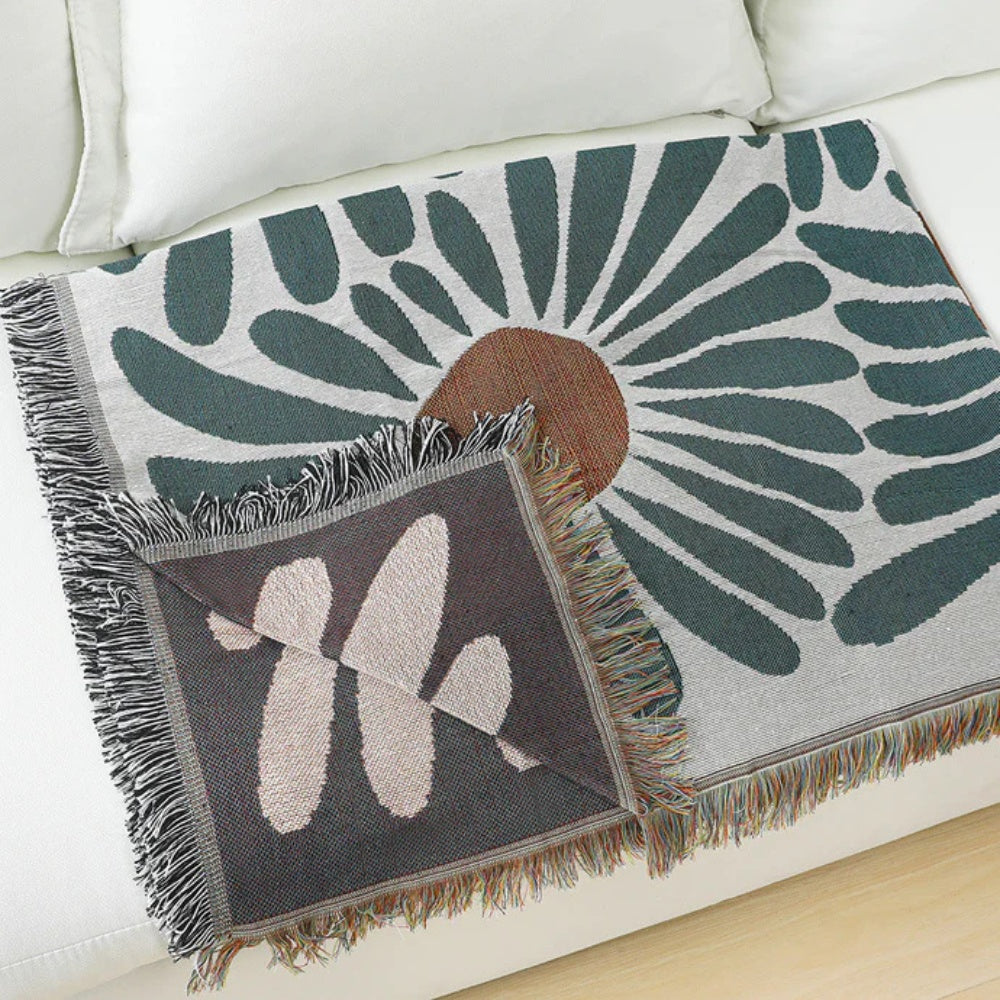 Woven Daisy Floral Pattern Throw Blanket