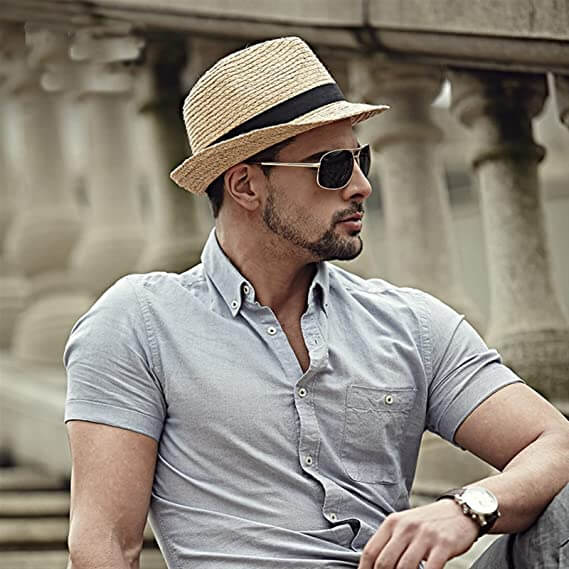 Woven Straw Trilby Sun Hat